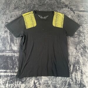 Robin's Jean T-Shirt Mens XL Black Gold Foil‎ Wing Logo Snakeskin Streetwear